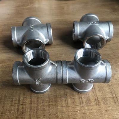 Joint Connector Sanitary Stainless Steel 304 316L Pipe Fittings Threaded Cross 4 Way Cross